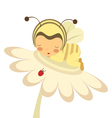 Cute baby bee slepping on flower vector image