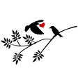 Tree silhouette with bird flying vector image