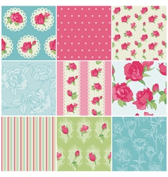 Set of Seamless Floral Rose backgrounds vector image
