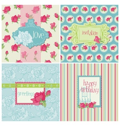 Set of Colorful Cards with Rose Elements vector image