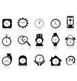 Black clock icon set vector image