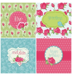 Set of Colorful Cards with Rose Elements vector image
