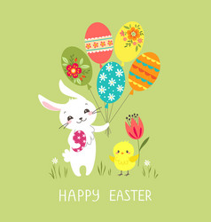 Easter bunny with balloons vector image