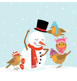 Robins and Snowman vector image