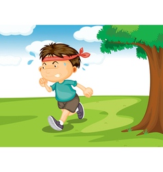 A boy running outside vector image