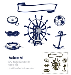 Sea and nautical icons set vector image