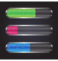 Colorful transparent glass flasks with liquid vector image