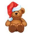 Brown bear in red Santas hat vector image