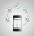 Modern smartphone with different application icons Modern smartphone with different application icons vector image