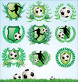 Soccer shield and laurel wreath set vector image