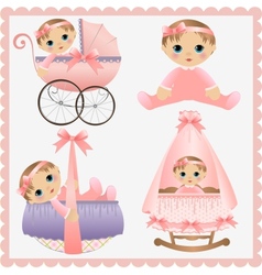 Cute collection of baby design elements vector image