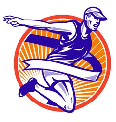 Marathon runner shield vector image