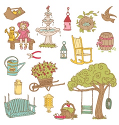 Colorful Summer Garden Doodles vector image