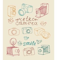 Vintage camera set vector image