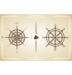 Vintage Compass and Rudder vector image