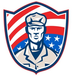 American soldier shield vector image