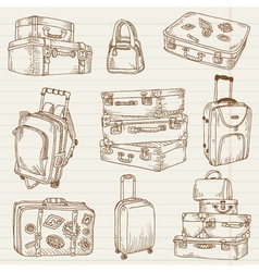 Set of Vintage Suitcases vector image