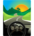 Driving on long road vector image