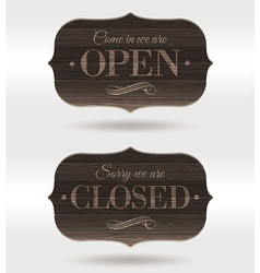 Retro wooden signs - Open and Closed vector image