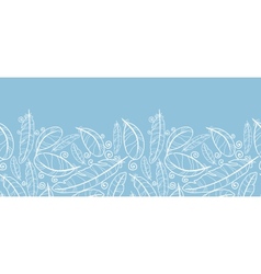 White on blue feathers horizontal seamless pattern vector image
