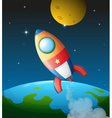 A spacecraft near the moon vector image