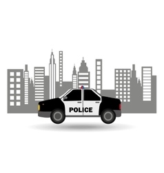 Police car city background design vector image