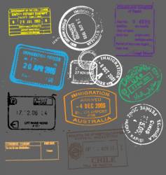 Passport stamps vector image