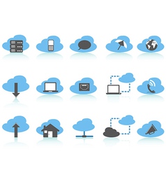 Simple cloud computing icons setblue series vector image