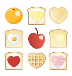 Breakfast love icons vector image