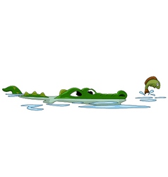 Crocodile hunting fish on the water vector image