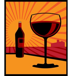 Wine glass and bottle vector image
