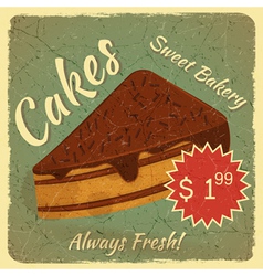 Retro Menu Card with Slice of Cake Retro Menu Card with Slice of Cake vector image
