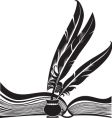 Book and feathers vector image