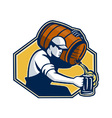 Bartender Worker Pouring Beer From Barrel To Mug vector image