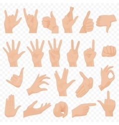 Realistic human hands icons and symbols set Emoji Realistic human hands icons and symbols set Emoji vector image