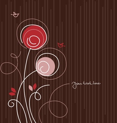 Floral background with cartoon birds vector image