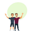 Male friendship - two boys men friends hugging vector image