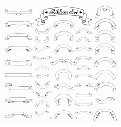 Black Outlined Hand Drawn Ribbons Banners vector image