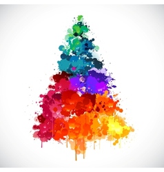 Colorful abstract paint spash Christmas tree vector image