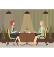 Two young women drinking coffee in the cafe Two young women drinking coffee in the cafe vector image