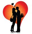 Couple silhouette with hearts vector image