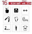 Black diet icons set vector image