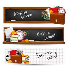 Three banners with school supplies vector image