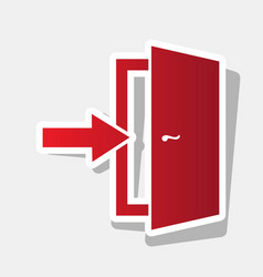 Door exit sign new year reddish icon with vector image