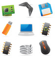Icons for computer and computer parts vector image