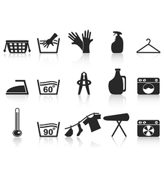 Black laundry icons set vector image