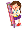 A girl with pencil vector image