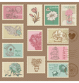 Retro Flower Postage Stamps vector image