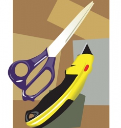 Scissors with paper cutter vector image
