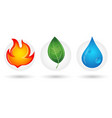Fire drop and green leaf vector image